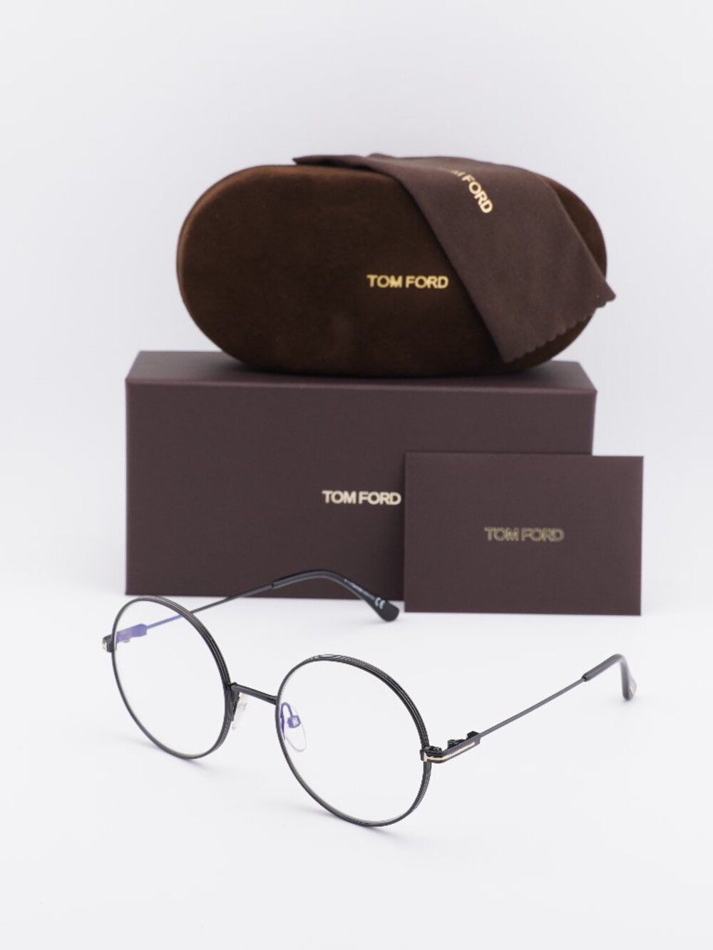 Tom Ford FT5595-B 001 Round Eyeglasses 53mm - Black